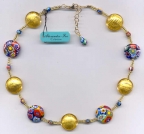 Millefiori Fine 21mm Gold Foil Disc Necklace